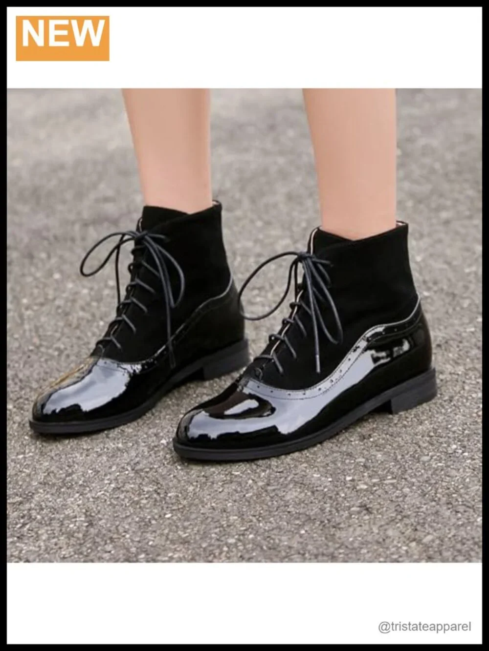 Women's Genuine Leather Ankle Boots Low Heel Oxford Lace Up Side Zipper Booties